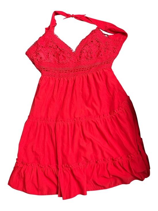 Ecowish Other - Girls' Red Halter Crochet Bodice Tiered Sundress